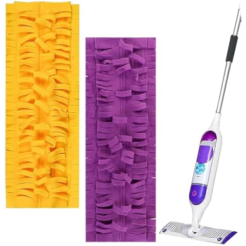 BLOCE 2 Pack Spray Mop Pads for Swiffer PowerMop Multi-Surface Mop and PowerMop Wood Mop Pads Refill, Washable Floor Cleaning Replacement Pads (Purple + Yellow) Cover