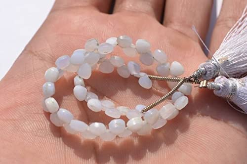 Perles calcédoine bleue cœur pour fabriquer des bijoux d'été fins et élégants