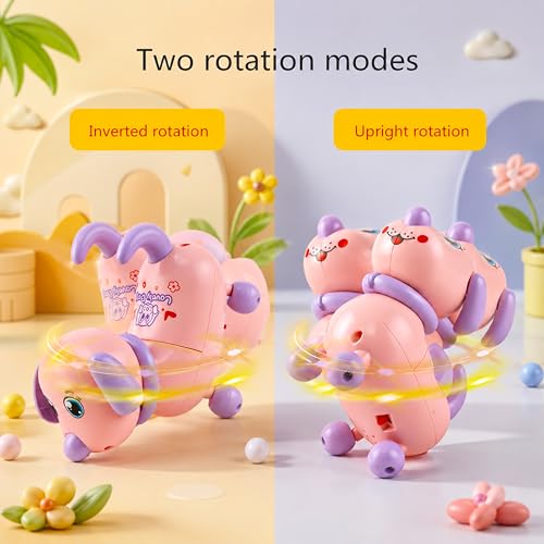 Image of Musical 360 Dancing Dog Toy for Kids with LED Lights - Interactive Electric Walking Puppy Pull Along Pet Toy with Rope - Color As Per Stock