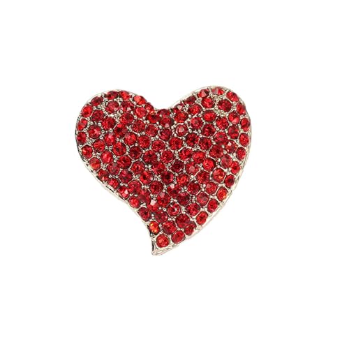 Image of Love Heart Shape Brooch Pin Full Crystal Pink /Red /Coloful Heart Lapel Pin Rhinestone Love Heart Badges for Clothing Bag Hat Fashion Dress Coat Pin Valentine's Day Christmas Gift