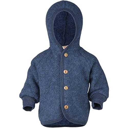 ENGEL Baby Jacke mit Kapuze Wollfleece, 86-92/86/92, blau Melange