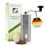 HEXOMED Edelstahl Tablettenmörser zum Drehen - für alle (kleine und große) Tabletten - Medikamenten Mörser zum Zerkleinern für Erwachsene, Kinder, Haustiere - Tablettenteiler & -spalter, Pillenteiler