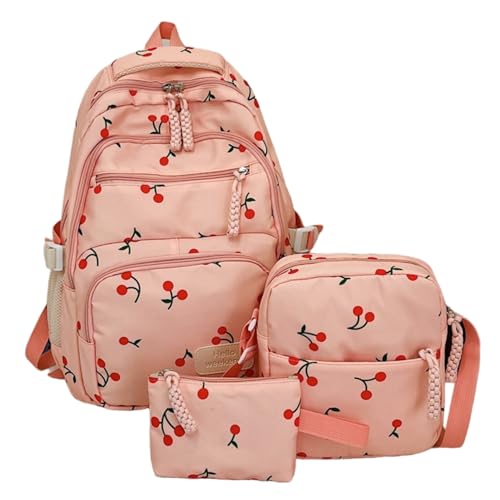 Sac à dos cerise filles pour ranger cahiers A4 sans abîmer avec pochette nylon