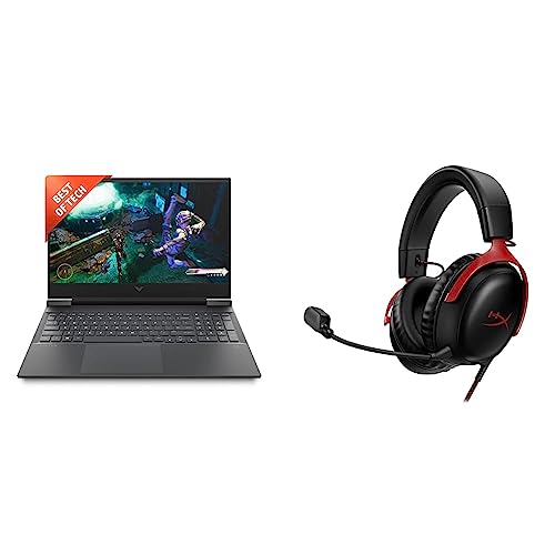 Image of HP Victus Gaming AMD Ryzen 5-5600H Processor 16.1 inch(40.9 cm) FHD Gaming Laptop & HyperX Cloud III Red