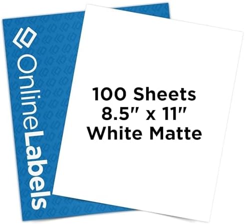 OnlineLabels 8.5" x 11" Full Sheet Sticker Paper – Permanent Adhe...