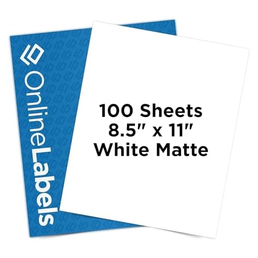 Sticker Paper, 100 Sheets, White Matte, 8.5 x 11 Full Sheet Label, Inkjet or Laser Printer, Online Labels