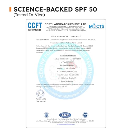 Image of Hyaluronic SPF 50 PA++++ Sunscreen | In-Vivo Tested | Lightweight, Matte, No White Cast | Oily, Dry, Sensitive & Combination Skin | Women & Men | 50 g