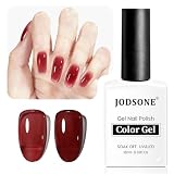 JODSONE 18 ml Jelly Burgundy Gel Nail Polish Jelly Wine Red Gel Polish Soak Off UV LED Art Manicure Salon DIY at Home