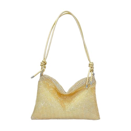 Wisebom Bolsa de Noche para Mujer, Bolso Fiesta Bolso de Mano de Mujer Correa de Hombro Ajustable Bolso de Mano con Purpurina Bolso Cruzado para Bailes Fiestas Bodas (Oro)