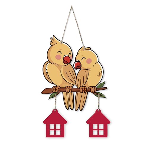 Image of Artvibes Cute Pair of Birds Decorative MDF Wooden Wall Art for Home | Garden Balcony | Decoration Wall Hanging Items | Trendy Decor | Wall Poster | Paintings For Wall | Gift Items (WH 9114N)