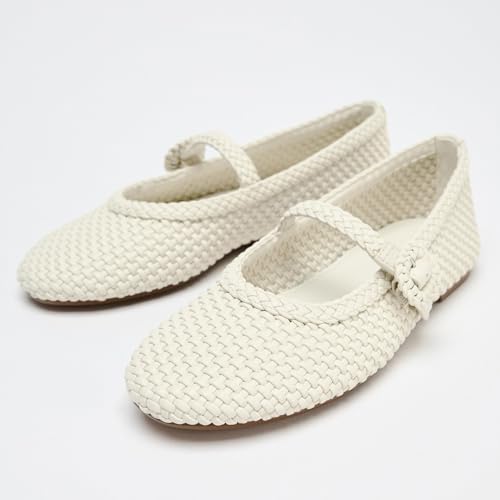 Women's Ballet Flats Ballerina Flats Wide Width Woven Mary Jane2
