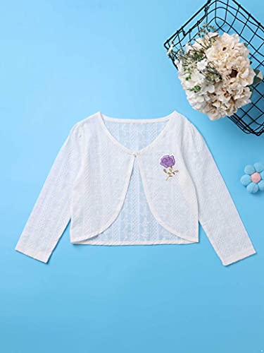 Girls Lace Tulle Bolero Shrugs Long Sleeve Flower Printed Cardigan Dress Cover Up Tops for Little Kids3