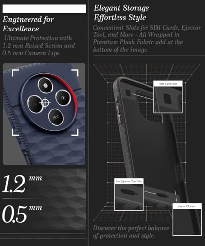 Image of WOW IMAGINE Back Cover for Redmi A4 5G | Poco C75 | 14C 5G | Poco M7 with Hexa Cube Design | Ultra Slim Rubberised Case | Inner Velvet Fabric | Silicone Flexible Mobile Case | Camera Protection - Blue