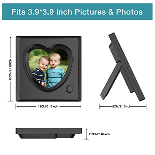 KWANWA Recordable Picture Frame – 20-Second Voice Recording, 3.9x3.9 Heart Shape Photo Frame, Personalized Keepsake for Loved Ones, Memorial, Long Distance, Birthday, Christmas, Mother's Day, Wedding – Tabletop Display for Home Office Desk - Image 3