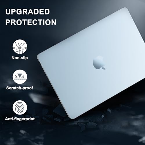Image of AKIT Matte Case for MacBook Air 15 Inch M5 M4 M3 M2 2026-2023, Sky Blue | A3448 A3241 A3114 A2941, 100% Color Match, Anti-Scratches&Fingerprints, Protective Hard Shell, Ultra Thin, Easy Take On