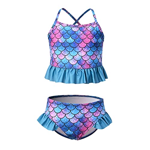 QPANCY Girls 2-Piece Swimsuit Spaghetti Strap Bikini Swimwear Kids Ruffle Beach Bathing Suits