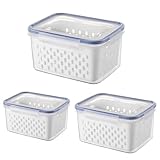 FIUTEKO 3 St&uuml;ck Aufbewahrungsboxen Set, K&uuml;chenorganizer Vorratsdosen mit Deckel Vorratsdosen Frischhalteboxen K&uuml;hlschrank Organizer Aufbewahrungsbox Vorratsbeh&auml;lter Aufbewahrung Organisation (Blau)