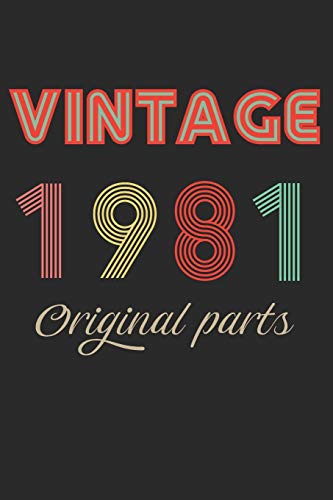 Vintage 1981 Original Parts: Retro Birthday Gift Notebook Blank Lined Journal