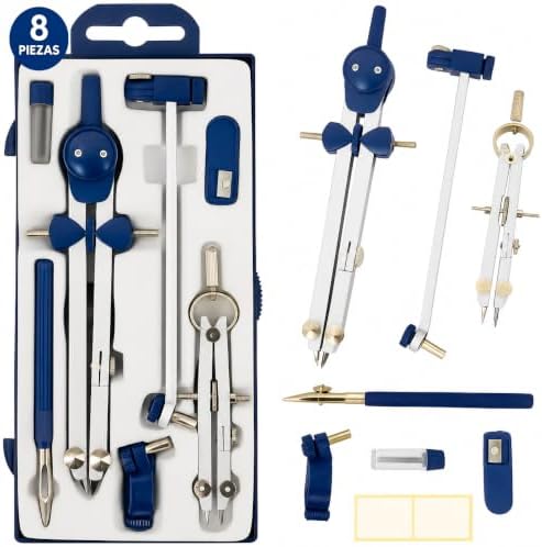 Compas Dibujo Tecnico Profesional - Compás Escolar de Precision con Rueda de Ajuste Bachillerato y Secundaria - Compasso...