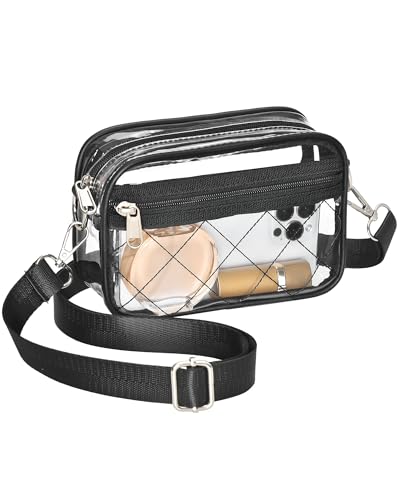Clear Crossbody Bag Stadium Approved, Small Clear Purse for Women Stadium Crossbody for Events Sports Outfits