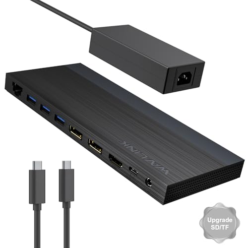 Image of Laptop Docking Station, Docking Station 3 Monitors with 2* DP+HDMI, 4K@144Hz,100W PD, 4* USB 3.0, Audio, Gigabit Ethernet, TF /SD for Lenovo,HP,Dell, Windows System Computer