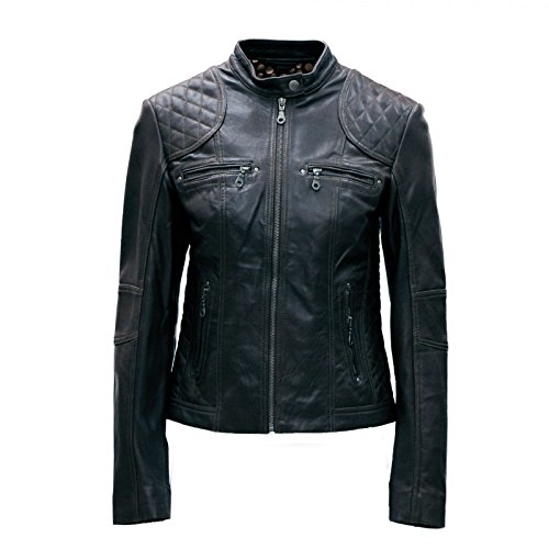 Pelle D'annata Ladies Real Leather Black Brown Biker Jacket Size 8 to 18
