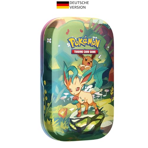 Pokémon-Sammelkartenspiel: Mini-Tin-Box Karmesin & Purpur – Prismatische Entwicklungen: Folipurba (2 Boosterpacks & 1 Mü...