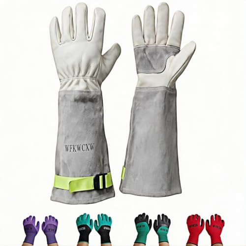 wfkwcxw Cow Leather Thorn Proof Gardening Gloves...