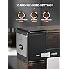 Electric Burr Coffee Grinder, Reemix Automatic Flat Burr Coffee for French Press, Drip Coffee and Espresso, Adjustable Burr Mill, Black+Silver