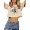 Women’s Summer Crop T-Shirts Short Sleeve Round Neck Casual Tops Loose Fit Tee Blouse