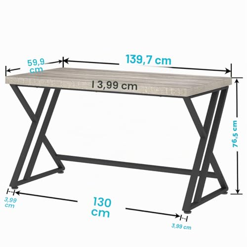 Bureau d'ordinateur chêne gris style industriel meuble informatique rustique LVB - 3
