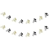 Black and Gold Glittery BMX Bike Banner for Boy Birthday Baby Shower Party Decorations -2 Strands