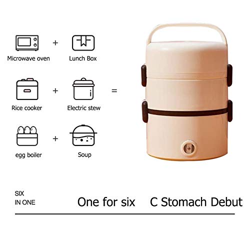 GAOTTINGSD Dörrautomaten Tragbare elektrische Heizung Lunchbox for Kinder Insulated Mahlzeit Kostwärmer Box 3 runder… – Bild 3