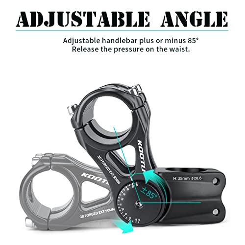 Kootu Adjustable Bike Stem, 28.6Mm / 31.8Mm Bike Handlebar Extender ±85 Degree Aluminum Alloy Bicycle Stem Riser For Mountain Bike Road Bike Bmx Mtb(110Mm) #TOP3