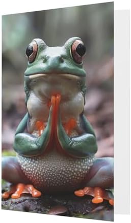 Blank Cards and Envelopes, Cute Funny Frog Doing Yoga, Blank Greeting Cards, Blank Cards for All Occasion - Blue image 4