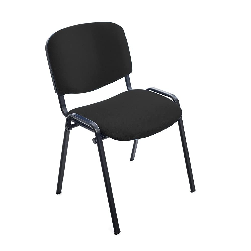 Rocada | Silla Confidente Tapizada - Tela Ignífuga Negra - Estructura Metálica Resistente - Asiento para Visitas y Reuniones - Diseño Sobrio para Sala de Espera - 57 x 81 x 48 cm