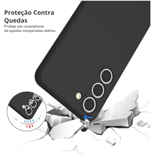 Capa Aveludada e Película de Privacidade 3D para Samsung Galaxy A55 5G, Capinha Preta Premium e Pelí