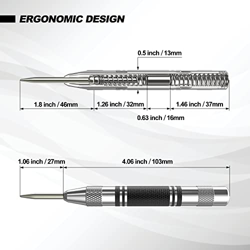 image for Glieskir 2 Pack Automatic Center Punch, 5 inch Heavy Duty Steel Spring