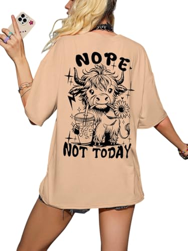 Image of Jawdrobe Cotton Blend Oversized Fit Half Sleeve Printed Round Neck T-Shirt for Women | Aesthetic Summer Wear