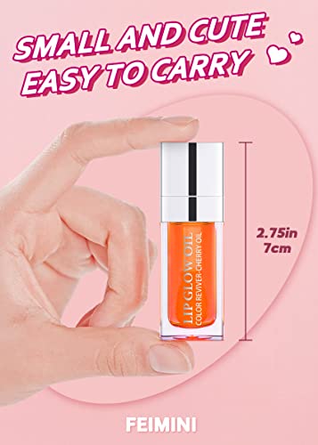 Feimini Hydrating Lip Glow Oil, Moisturizing Lip Oil Gloss Transparent Plumping Lip Gloss, Lip Oil Tinted For Lip Care And Dry Lips - Coral #TOP2
