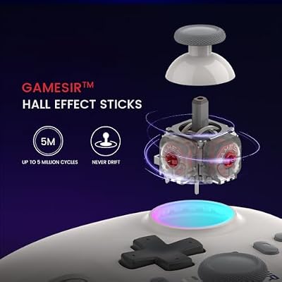 GameSir Nova Wireless Controller, Hall Effect Sticks, Dual RGB Circles, 1200mAh Battery, for Switch, PC, iOS, Android (Neon Teal)