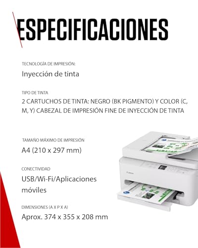 Miniatura 6 de Canon PIXMA TS7550I - Impresora Todo en Uno con Conectividad Wi-Fi, ADF de 35 Hojas y Pantalla OLED de 1,42 PIXMA Print Plan - Incluye Papel Fotográfico A4 MP-101, 5 Hojas