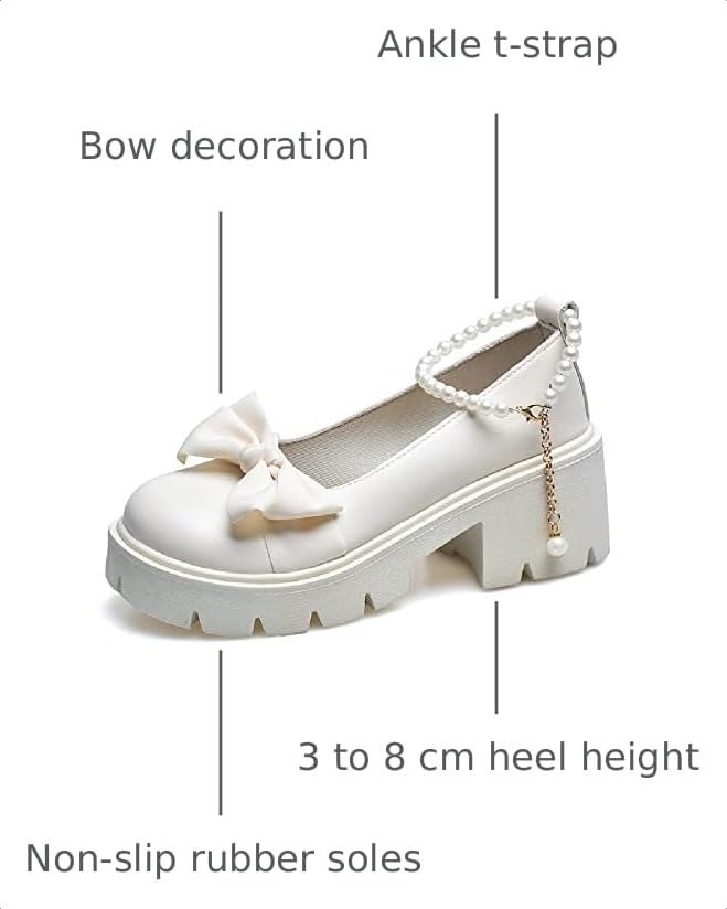 Image of Women's Platform Mary Janes Heart Cat Buckle Rivets Ankle Lolita Gothic Princess Platform Pumps Patent Leather Thorn Vintage Traditional Embroidery Upper Dress Shoes