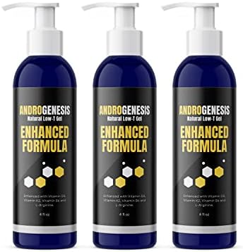 ANDROGENESIS Enhanced Formula – Low T Support Gel – T Booster for Men – Muscle Recovery, Energy Booster, Healthy Aging – Now with Vitamins D3, K2, B6 and L-Arginine