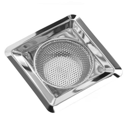 Image of Square Stainless Steel Kitchen Strainer, Sink Jali, Drain Filter, Wide Rim Anti Clogging Mesh Drain Filter Vegetable Hair Catcher Drain Cover, 11.5 cm , 11.5 cm