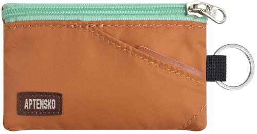 Image of RFID Blocking Travel Wallet with Adjustable Lanyard, Small Nylon Zipper Pouch and Badge Holder for ID, Credit Cards, Cash, Keys, Commuters (Rust)