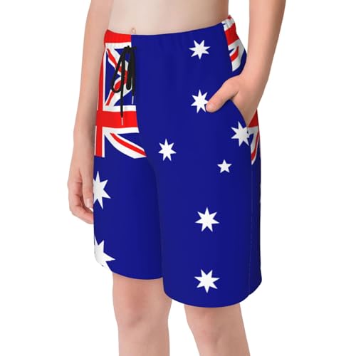 Australian Flag Youth Beach Pants, Soft and Breathable, with Drawstring Waist, Suitable for Sports and Leisure.4
