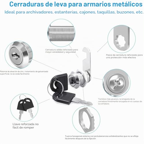 Miniatura 5 de Litensh Cerradura De Buzón De Seguridad, 16mm Cerradura De Palanca De Correo, Cerradura De Leva Para Cajón De Gabinete, Cerradura De Puerta De Caja
