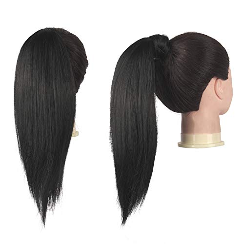 Feshfen Straight Ponytail Extension 14 Inch Natural Long Ponytails Wrap Around Clip In Pony Tail Hair Piece Synthetic Hairpieces For Women thumb #2