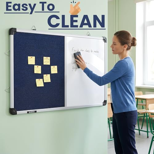 Image of GOSHU Combination White Board 2 feet x3 feet & Blue Pin-Up Notice Board | Non-Magnetic Dual Board for Home, Office & School (2x3 feet, Pack of 1 Item)
